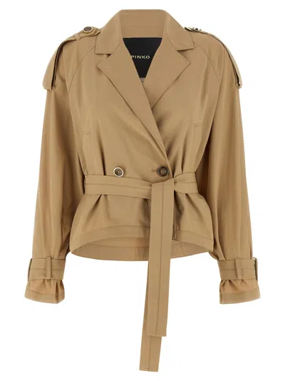 Pinko Tanya Trench Coat In Brown