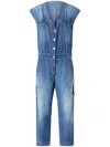 Pinko Denim Jumpsuit With Belt Loops And Pockets In Lavaggio Medio