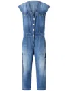 Pinko Denim Jumpsuit With Belt Loops And Pockets In Lavaggio Medio