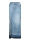 Pinko Blue Skirt With Split On The Front And Logo Patch On The Back