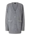 Pinko Long V-neck Cardigan In Gray
