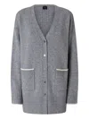 Pinko Long V-neck Cardigan In Gray