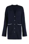 Pinko Tasmania Wool And Cashmere Cardigan In Blue