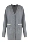 Pinko Cardigan Long À Col V In Gray