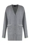Pinko Cardigan Long À Col V In Gray