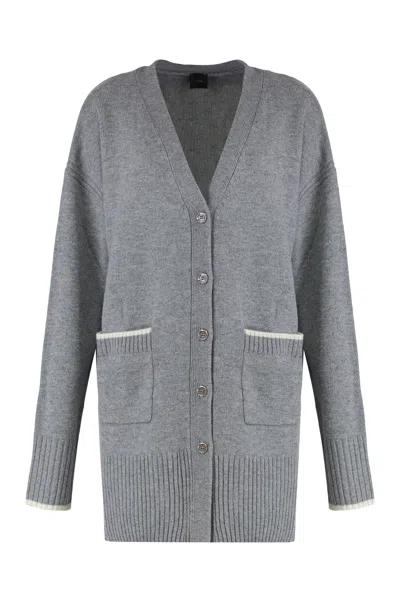 Pinko Tasmania Wool And Cashmere Cardigan In Gray