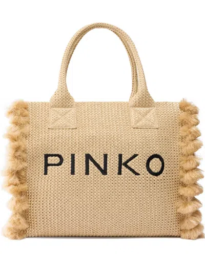 Pinko Tassels Detailed Medium Beach Shopping Bag In Pattern