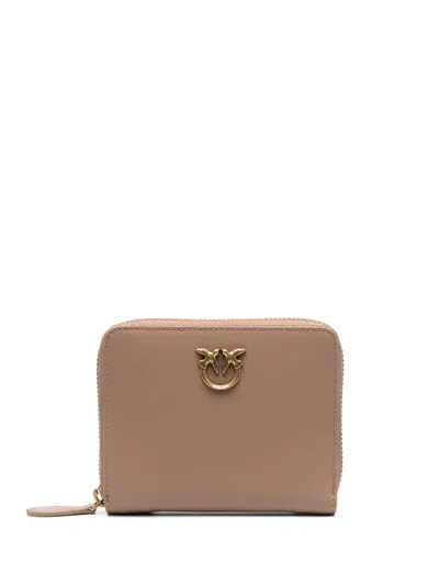 Pinko Taylor Leather Wallet In Neutrals