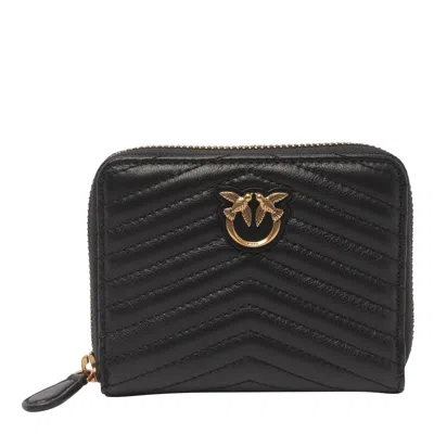 Pinko Taylor Leather Zip Around Wallet In Black