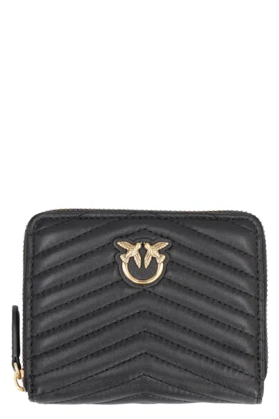 Pinko Taylor Leather Zip Around Wallet In Black