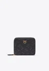 Pinko Taylor Love Birds Chevron Quilt Wallet In Black