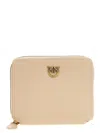 Pinko Square Zip-around Purse In Beige