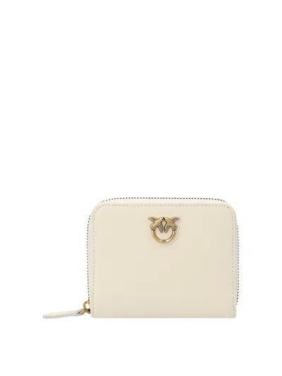 Pinko Love Birds Leather Wallet In White