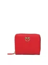 Pinko Square Leather Zip-around Purse In Rosso