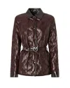 Pinko Technical Canvas Belted Down Jacket In Brown
