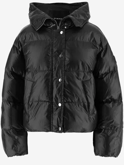 Pinko Technical Fabric Down Jacket In Black
