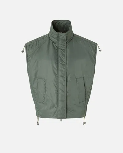 Pinko Technical Fabric Down Vest In Green