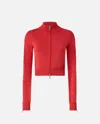 Pinko Cropped Sweatshirt In Technical Fabric In Red/white