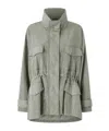 Pinko Technical Parka With Rhinestone-effect Mini Studs In Gray