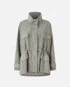 Pinko Technical Parka With Rhinestone-effect Mini Studs In Wild Dove Grey.