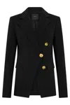 Pinko Asymmetric Tailored Blazer With Gold Buttons And Structured Shoulders In Black
