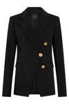 Pinko Asymmetric Tailored Blazer With Gold Buttons And Structured Shoulders In Black