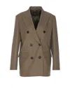 Pinko Tenaglia Double-breasted Wool Blazer In Green