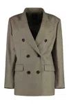 Pinko Tenaglia Double-breasted Wool Blazer In Gray