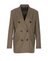 Pinko Tenaglia Double-breasted Wool Blazer In Beige
