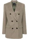 Pinko Double-breasted Check Pattern Jacket In Brown