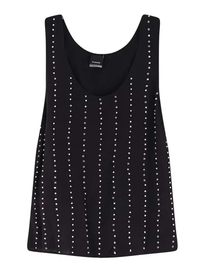 Pinko Tessa Viscose Top Scoop Neck Studded In Multi