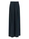 Pinko Wide Leg Pleated Trousers And Pockets In Blue