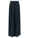 Pinko Wide Leg Pleated Trousers And Pockets In Blue