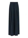 Pinko Wide Leg Pleated Trousers And Pockets In Blue