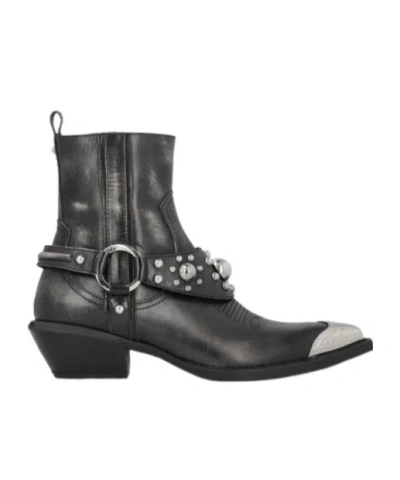 PINKO PINKO TEX DISTRESSED COWBOY ANKLE BOOTS