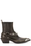 Pinko Tex Distressed Cowboy Ankle Boots  In Black