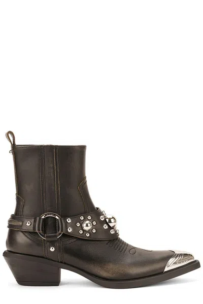 Pinko Tex Distressed Cowboy Ankle Boots