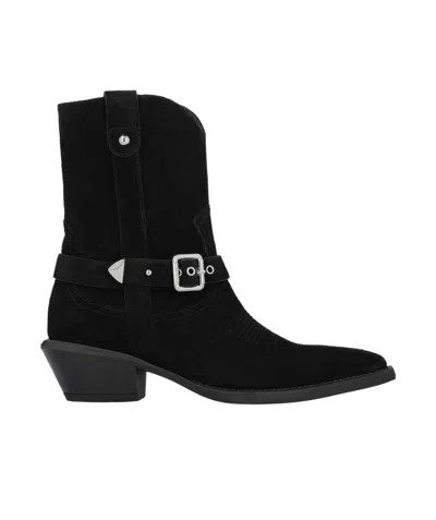 PINKO TEX SUEDE ANKLE BOOTS