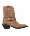 Pinko Texan-style Suede Ankle Boots With Heel In Brown