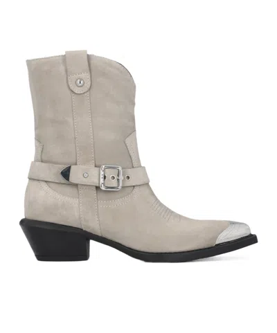 Pinko Tex Suede Ankle Boots In Gray