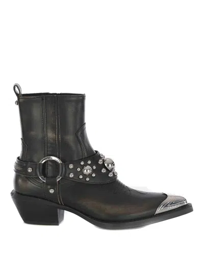 Pinko Texan Boots In Leather