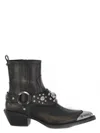 Pinko Tex Distressed Cowboy Ankle Boots