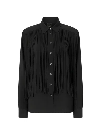 Pinko Texan-style Fringed Shirt In Black