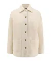 Pinko Textured White Jacket With Boxy Silhouette In Neutral