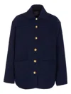 Pinko Oversized Patterned Tweed Jacket In Blue