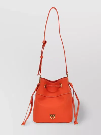 Pinko Textured Finish Bucket Bag With Adjustable Strap In Orange