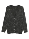 Pinko Dark Grey Knitted Cardigan With V-neckline In Multi
