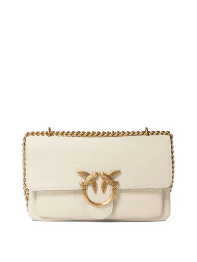 Pinko Textured Leather Crossbody Bag In White