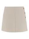 Pinko Wrap-style High-waisted Tweed Miniskirt With Gold-tone Buttons In Neutral