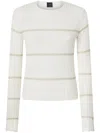 Pinko Ribbed Sweater With Metallic Stripes In White